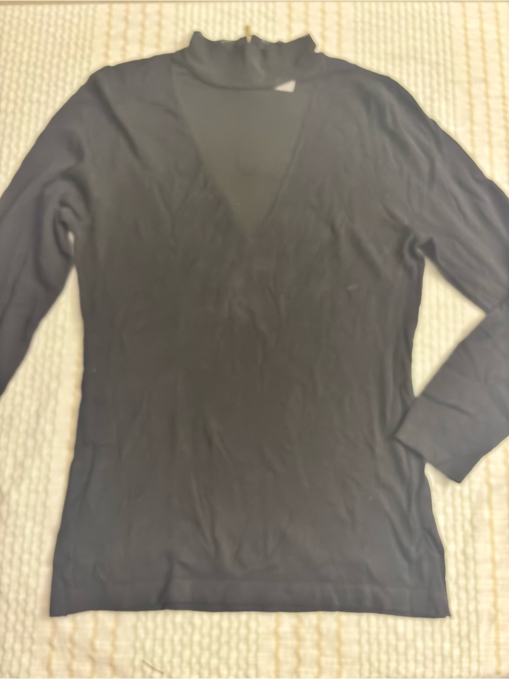 VENUS Black Deep V-Neck Long Sleeve Top